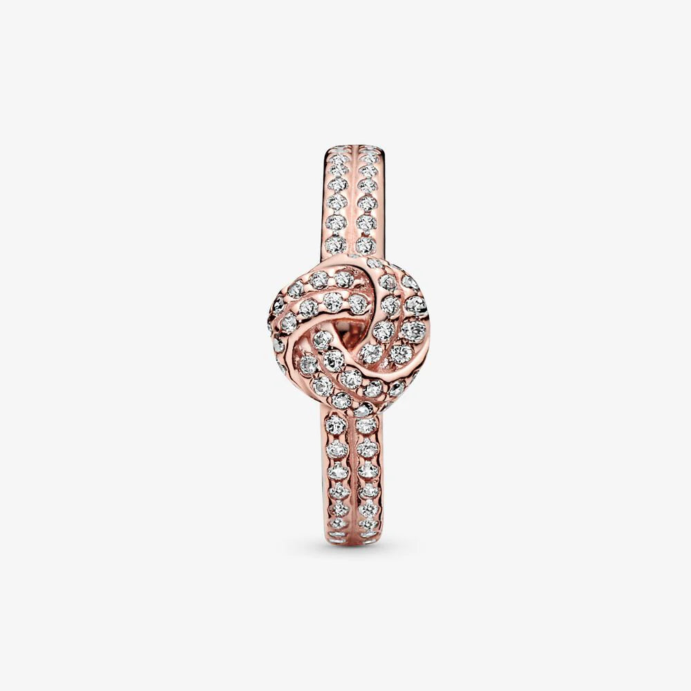 Anillo nudo oro rosa con circonitas