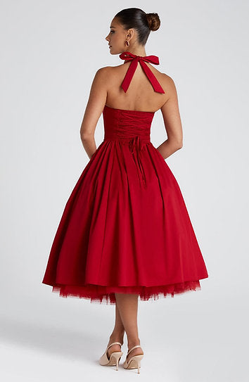 Freya — Vestido midi corset con lazo