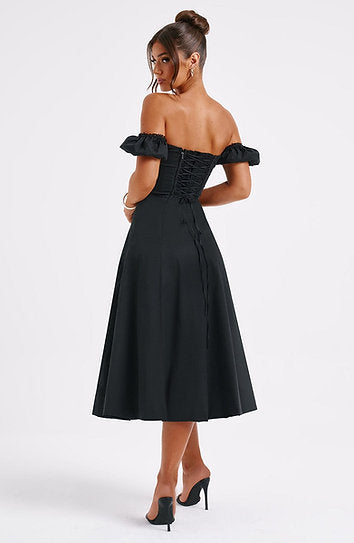 Liliana — Vestido midi corset con abertura
