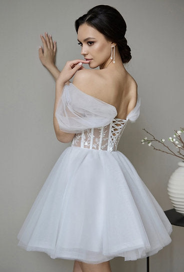 Lynn — Vestido mini corset mangas caídas