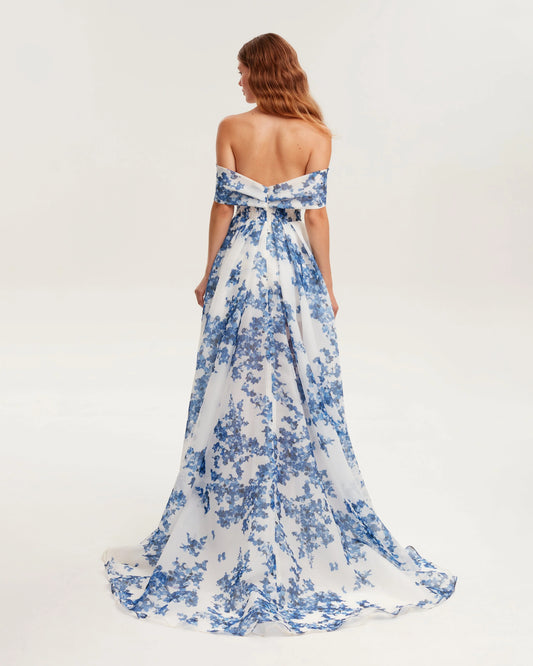 Milana — Vestido maxi mangas caídas