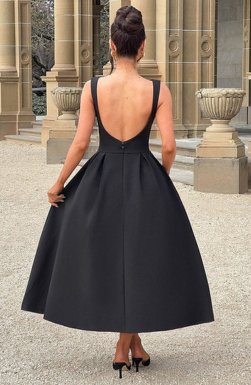 Paige — Vestido midi espalda descubierta