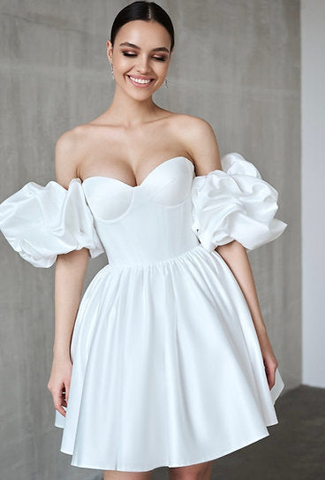 Samantha — Vestido mini corset con mangas abullonadas