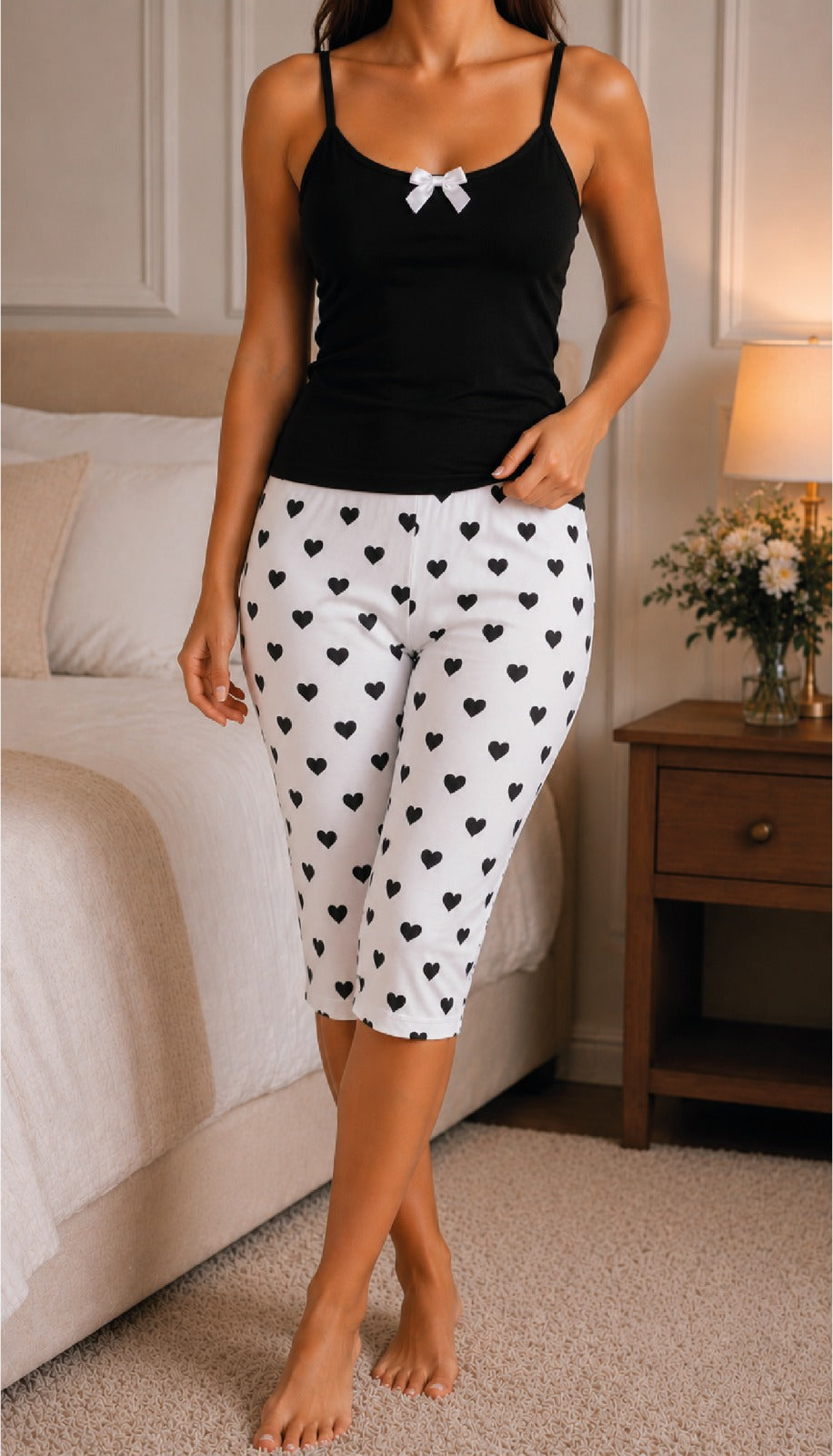Set de pijama: capri y blusa de tiras