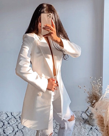 Sienna — Vestido mini tipo blazer con espalda descubierta