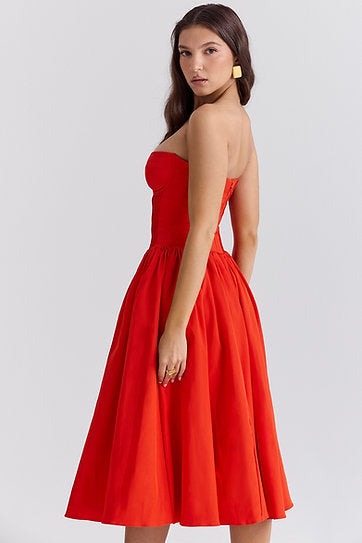 Valeria — Vestido midi strapless