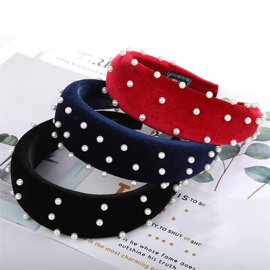 Diadema acolchada velvet con perlas