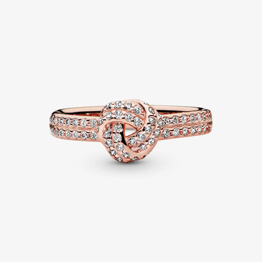 Anillo nudo oro rosa con circonitas