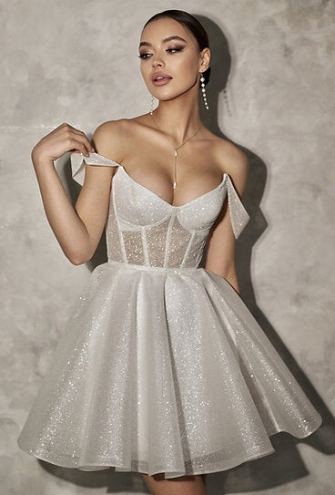 Alana — Vestido mini corset mangas caídas