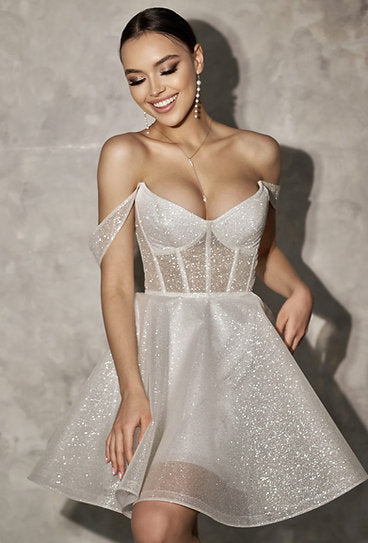 Alana — Vestido mini corset mangas caídas
