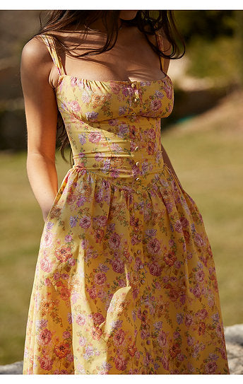 Lea — Vestido midi corset con botones