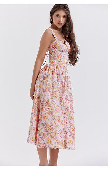 Lea — Vestido midi corset con botones
