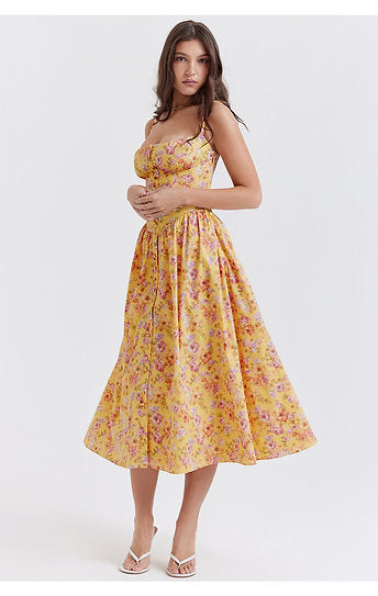 Lea — Vestido midi corset con botones