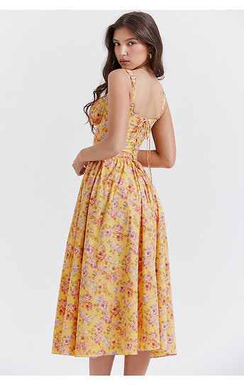 Lea — Vestido midi corset con botones