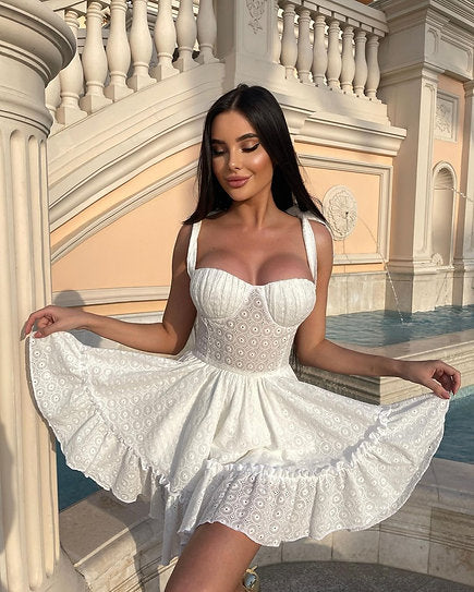 Amorella — Vestido mini corset con lazos