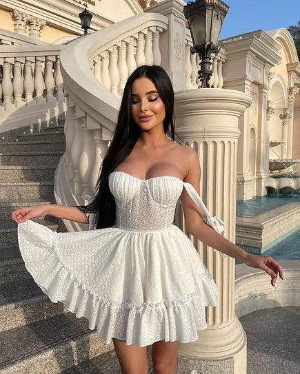 Amorella — Vestido mini corset con lazos