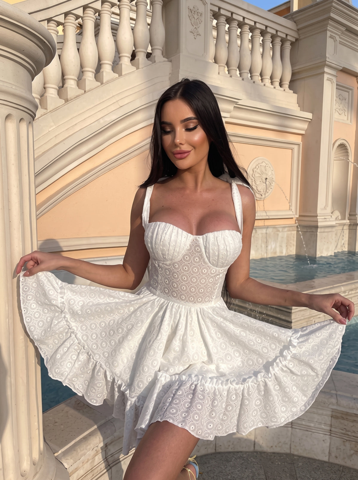 Amorella — Vestido mini corset con lazos