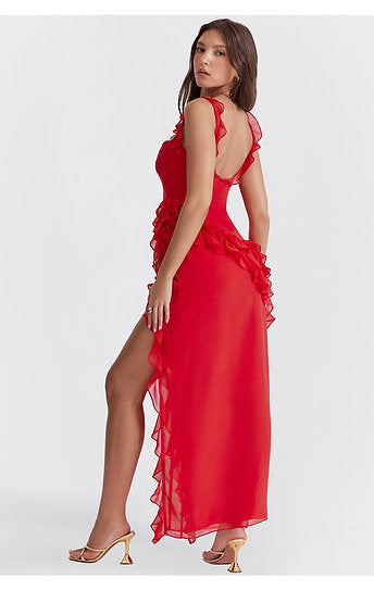 Ariel — Vestido maxi con volantes