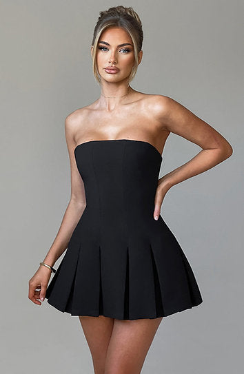 Belle — Vestido mini con falda plisada