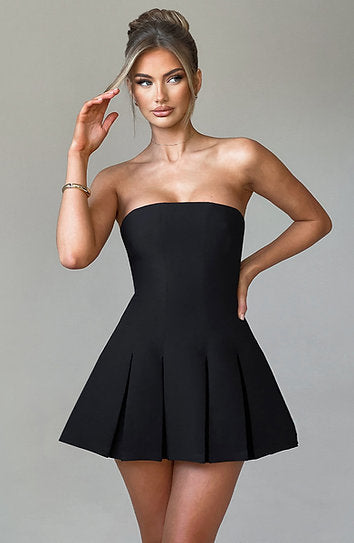 Belle — Vestido mini con falda plisada