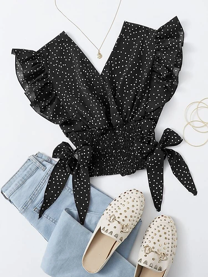 Billie — Blusa encauchada con lazos