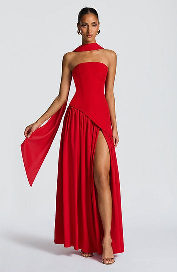 Brida — Vestido maxi corset con abertura