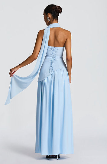 Brida — Vestido maxi corset con abertura