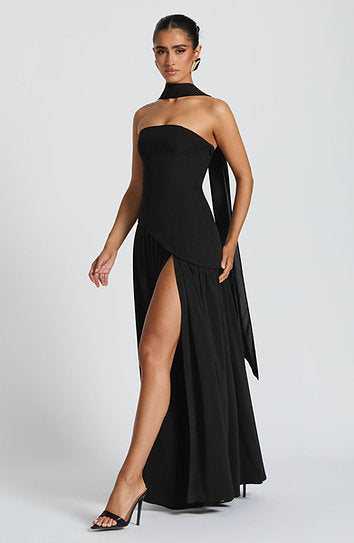 Brida — Vestido maxi corset con abertura