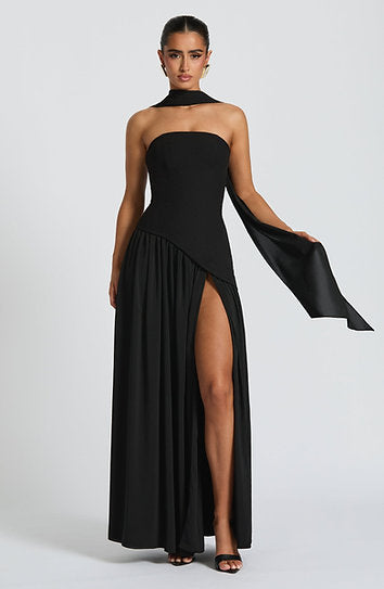 Brida — Vestido maxi corset con abertura