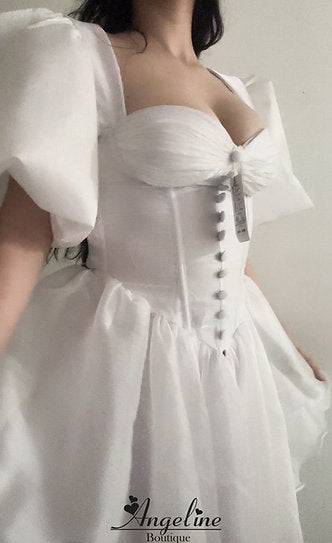 Dahlia — Vestido corset mini con mangas abullonadas