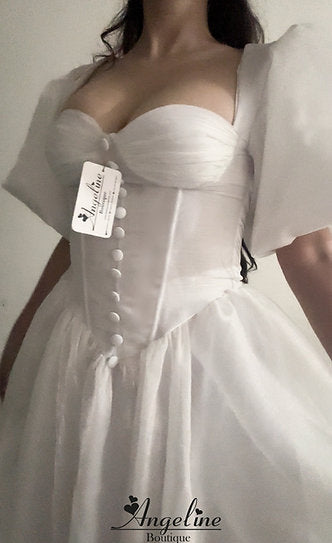 Dahlia — Vestido corset mini con mangas abullonadas