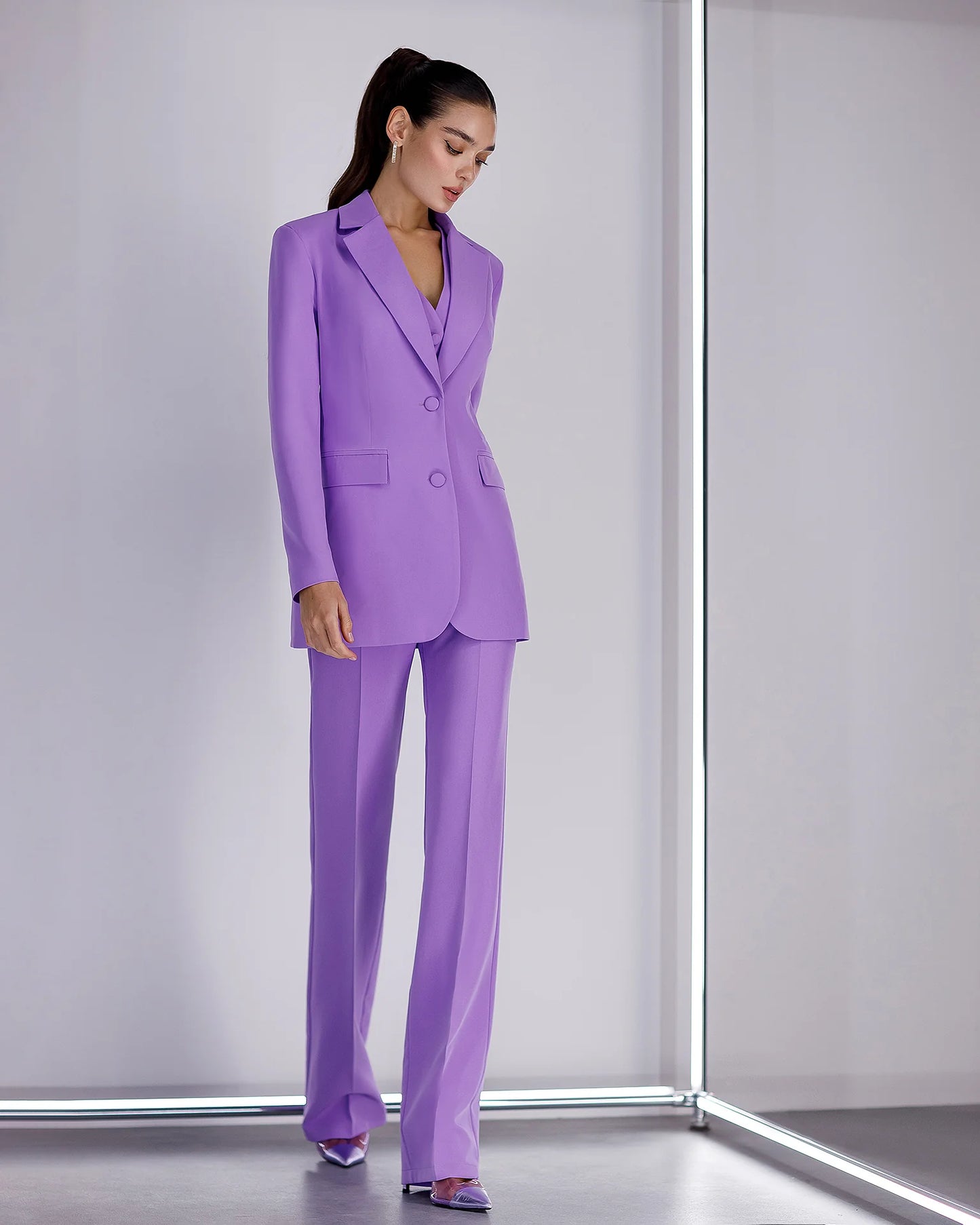 Denisse — Conjunto: blazer, chaleco y pantalón bota recta