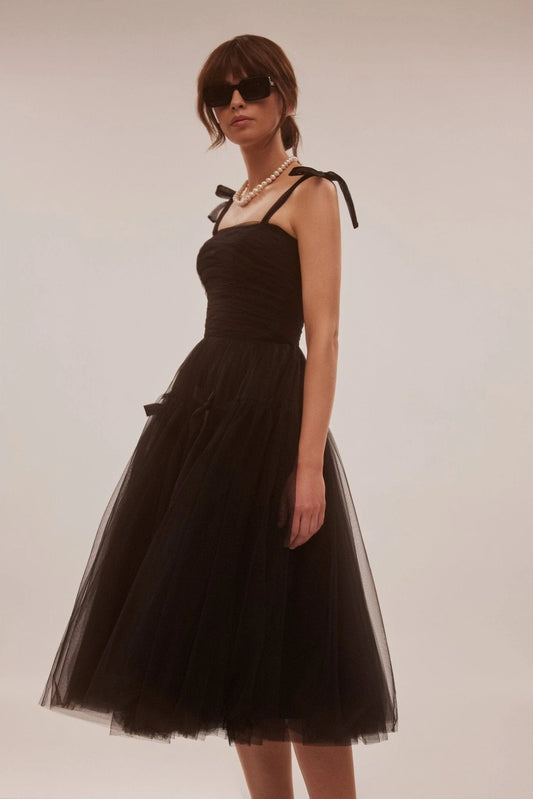 Donatella — Vestido corset midi con lazos