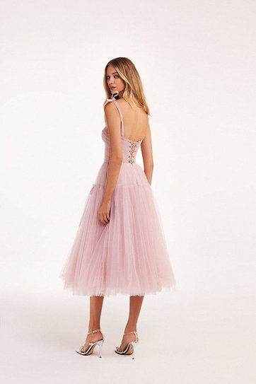 Donatella — Vestido corset midi con lazos