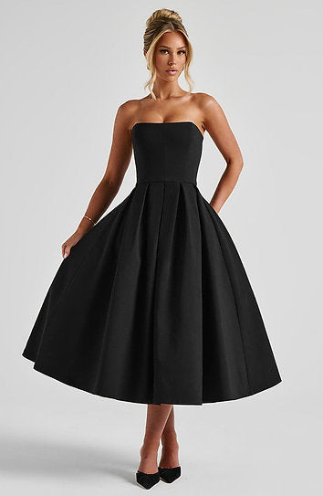 Elara — Vestido midi strapless