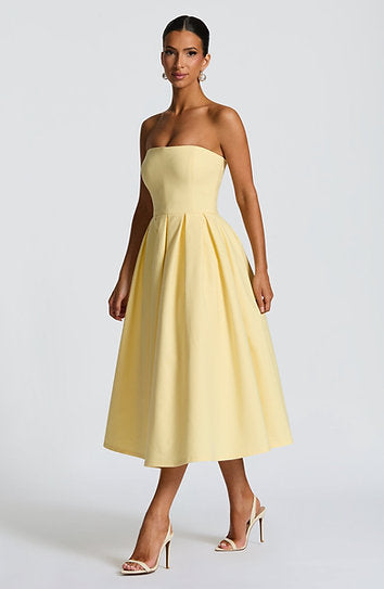 Elara — Vestido midi strapless