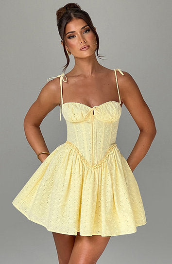 Eleanor — Vestido mini corset con lazos