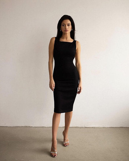Eleonora — Vestido midi ajustado con espalda descubierta