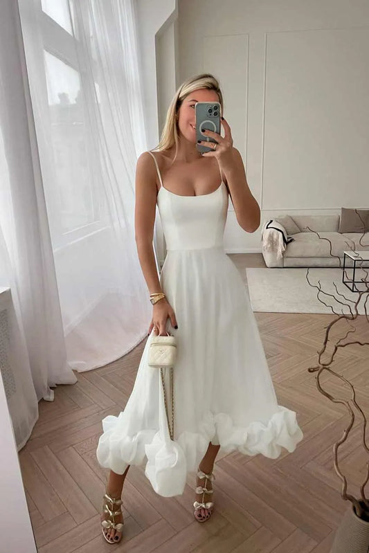 Elise — Vestido midi con volantes