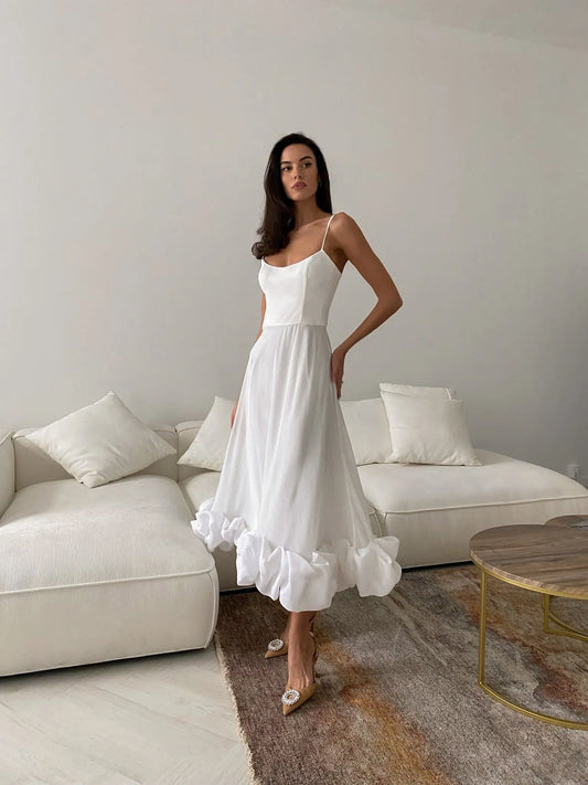 Elise — Vestido midi con volantes