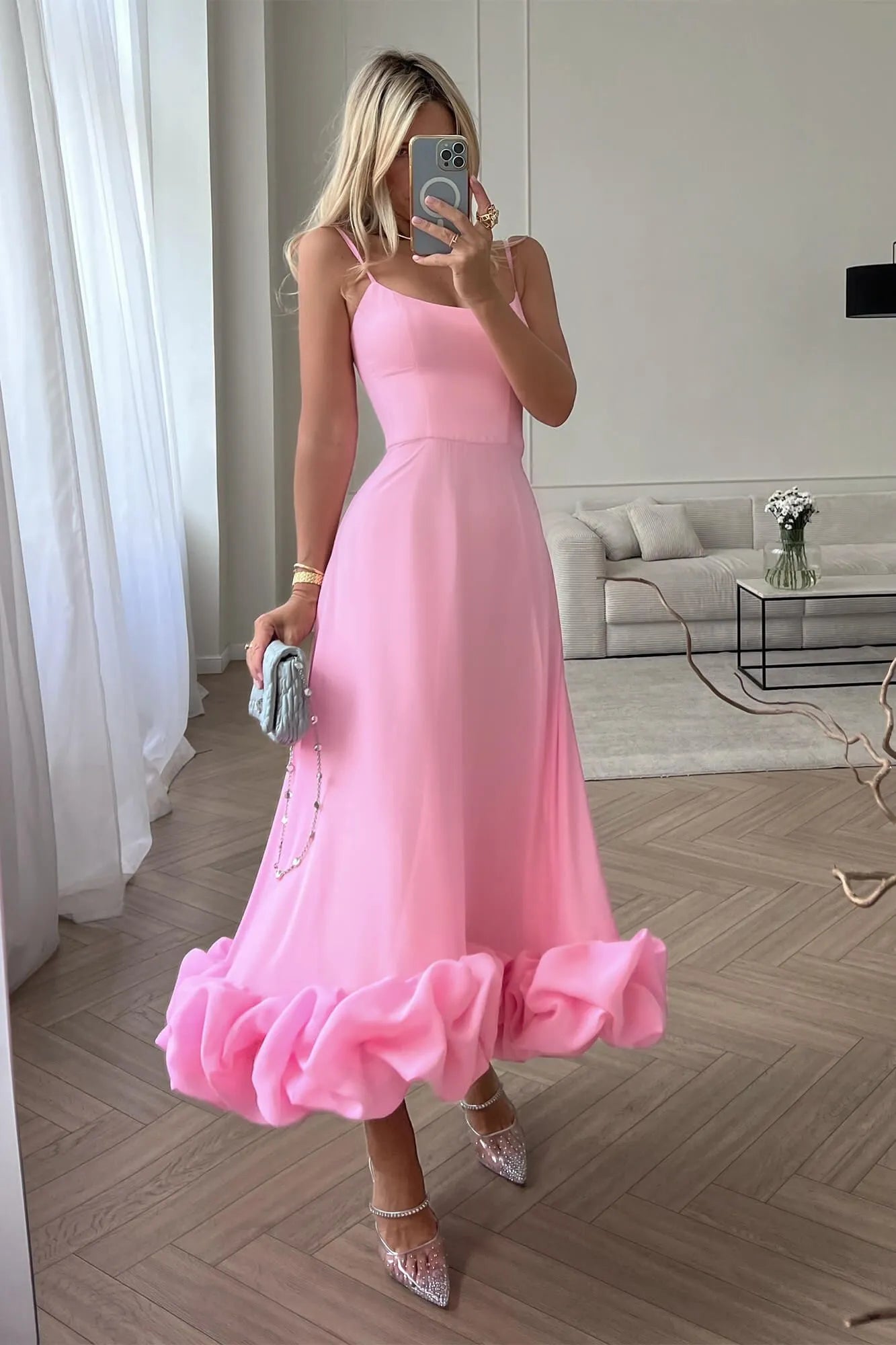 Elise — Vestido midi con volantes