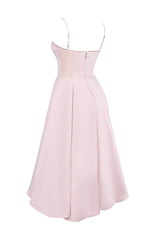 Evangeline — Vestido midi con transparencia a los costados