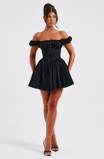 Evelyn — Vestido mini corset con lazo