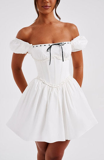 Evelyn — Vestido mini corset con lazo