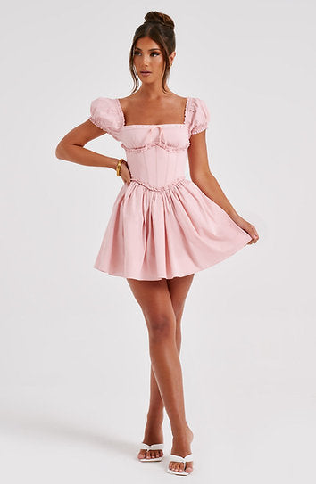 Evelyn — Vestido mini corset con lazo
