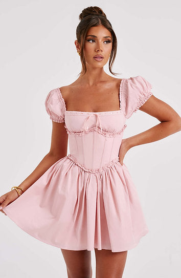 Evelyn — Vestido mini corset con lazo