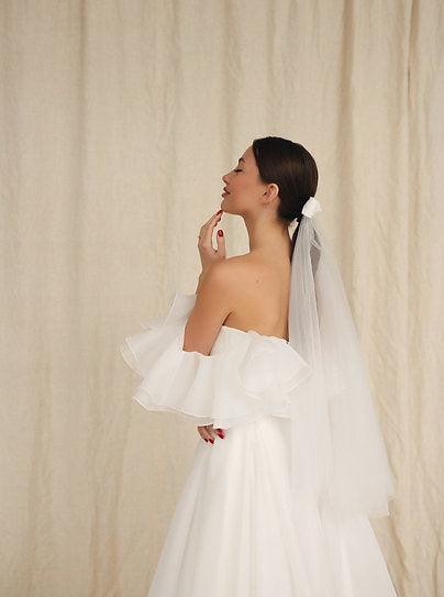 Francesca — Vestido maxi corset con volantes y abertura