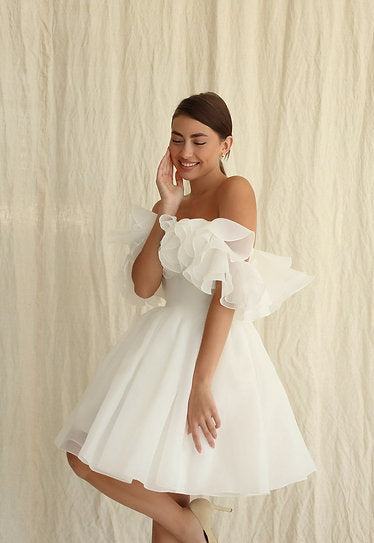 Francesca — Vestido mini corset con volantes