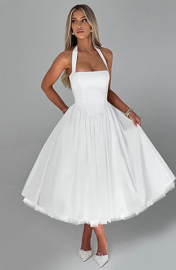 Freya — Vestido midi corset con lazo