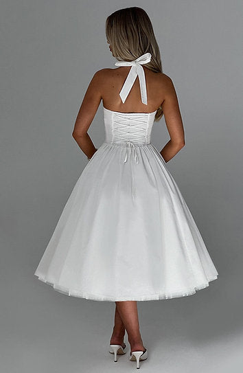 Freya — Vestido midi corset con lazo